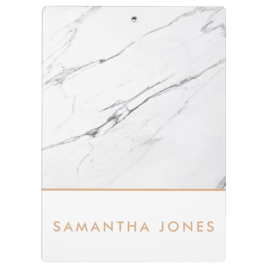 White Carrara Marble Gold Classic Modern Klembord (Achterkant)