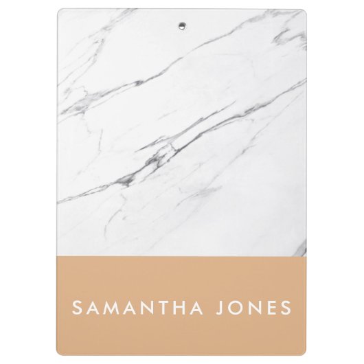 White Carrara Marble Gold Classic Modern Klembord (Achterkant)