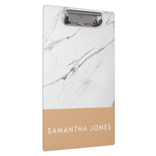 White Carrara Marble Gold Classic Modern Klembord (Rechts)