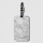 White Carrara Marble Gold Classic - op maat Bagagelabel (Voorkant (verticaal))