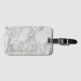White Carrara Marble Gold Classic - op maat Bagagelabel