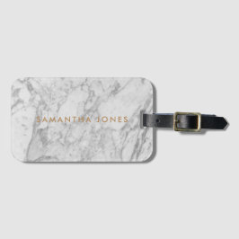 White Carrara Marble Gold Classic - op maat Bagagelabel
