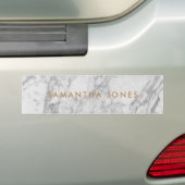 White Carrara Marble Gold Classic - op maat Bumpersticker (Op auto)