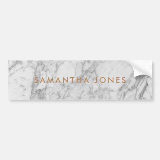 White Carrara Marble Gold Classic - op maat Bumpersticker (Voorkant)