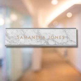 White Carrara Marble Gold Classic - op maat Bureau Naambordje