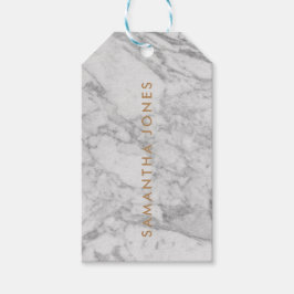 White Carrara Marble Gold Classic - op maat Cadeaulabel