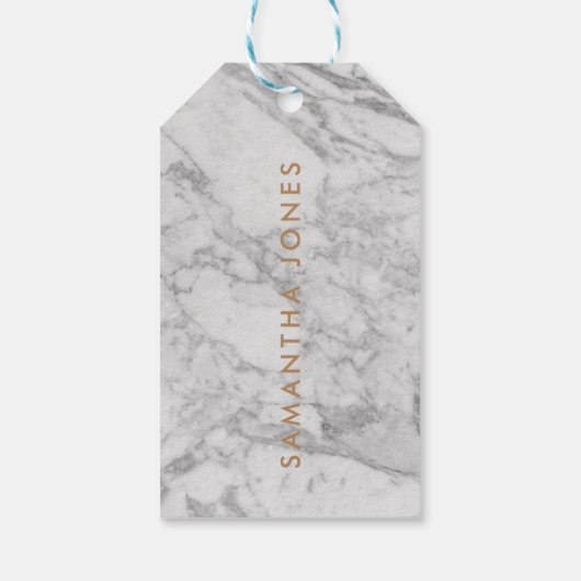 White Carrara Marble Gold Classic - op maat Cadeaulabel (Achterkant)