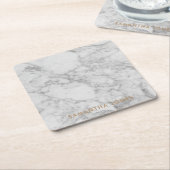 White Carrara Marble Gold Classic - op maat Kartonnen Onderzetters (Schuin)