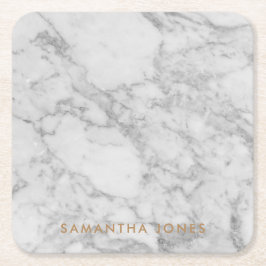 White Carrara Marble Gold Classic - op maat Kartonnen Onderzetters