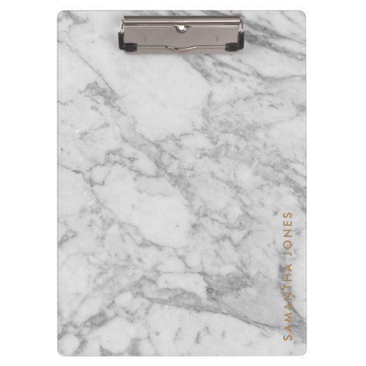 White Carrara Marble Gold Classic - op maat Klembord (Voorkant)