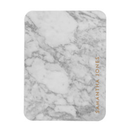 White Carrara Marble Gold Classic - op maat Magneet