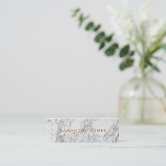 White Carrara Marble Gold Classic - op maat Mini Visitekaartje (Staand voorkant)