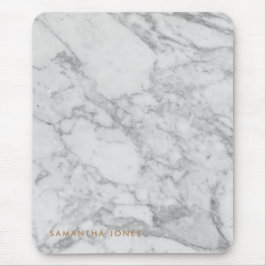 White Carrara Marble Gold Classic - op maat Muismat