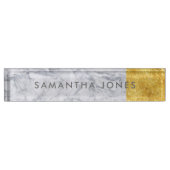 White Carrara Marble Gold Classic - op maat Naambordje (Voorkant)