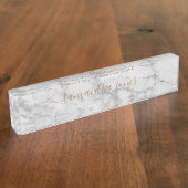 White Carrara Marble Gold Classic - op maat Naambordje (Zijkant)