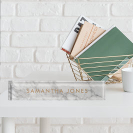 White Carrara Marble Gold Classic - op maat Naambordje