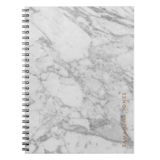 White Carrara Marble Gold Classic - op maat Notitieboek (Voorkant)
