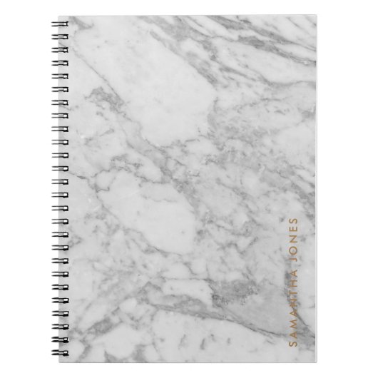 White Carrara Marble Gold Classic - op maat Notitieboek (Voorkant)
