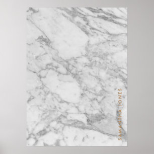 White Carrara Marble Gold Classic - op maat Poster