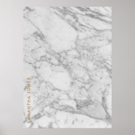 White Carrara Marble Gold Classic - op maat Poster
