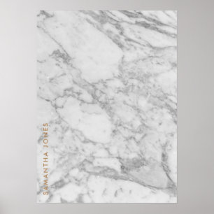White Carrara Marble Gold Classic - op maat Poster