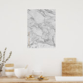 White Carrara Marble Gold Classic - op maat Poster (Keuken)