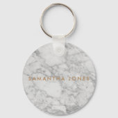 White Carrara Marble Gold Classic - op maat Sleutelhanger (Voorkant)