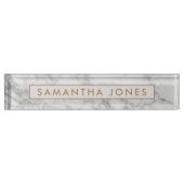 White Carrara Marble Gold Classic Personalized Nam Naambordje (Voorkant)