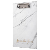 White Carrara Marble Gold Script Classic Modern Klembord (Links)