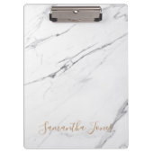White Carrara Marble Gold Script Classic Modern Klembord (Voorkant)