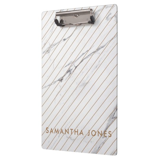 White Carrara Marble Gold Stripe Classic Moderne Klembord (Links)