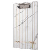 White Carrara Marble Gold Stripe Classic Moderne Klembord (Links)