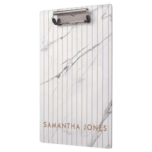 White Carrara Marble Gold Stripe Classic Moderne Klembord (Links)