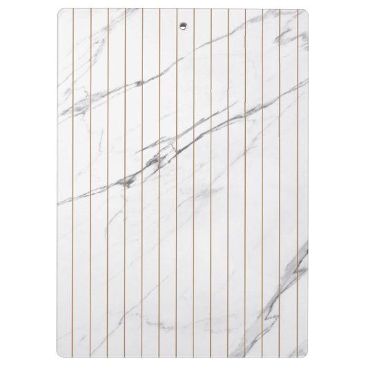 White Carrara Marble Gold Stripe Classic Moderne Klembord (Achterkant)