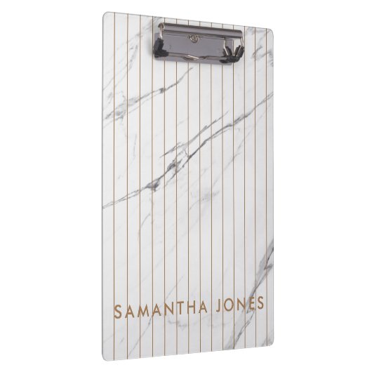 White Carrara Marble Gold Stripe Classic Moderne Klembord (Rechts)