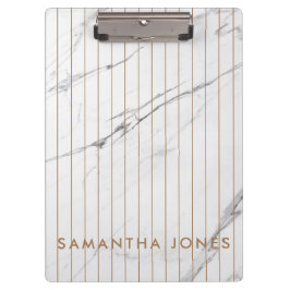 White Carrara Marble Gold Stripe Classic Moderne Klembord