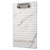 White Carrara Marble Gold Stripe Classic Moderne Klembord (Links)