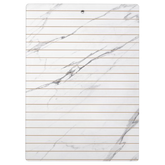 White Carrara Marble Gold Stripe Classic Moderne Klembord (Achterkant)