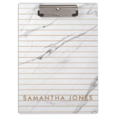 White Carrara Marble Gold Stripe Classic Moderne Klembord (Voorkant)