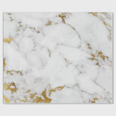 White Carrara Marble Gray Gold Glam Stone Cadeaupapier (Vlak)