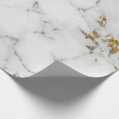 White Carrara Marble Gray Gold Glam Stone Cadeaupapier (Hoek)