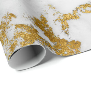 White Carrara Marble Gray Gold Glam Stone Cadeaupapier