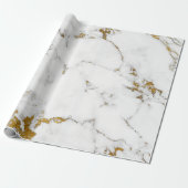 White Carrara Marble Grey Gold Abstracte Stone Cadeaupapier (Uitgerold)