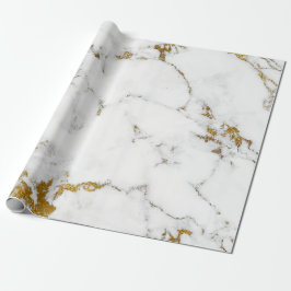White Carrara Marble Grey Gold Abstracte Stone Cadeaupapier