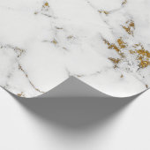 White Carrara Marble Grey Gold Abstracte Stone Cadeaupapier (Hoek)