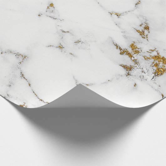 White Carrara Marble Grey Gold Abstracte Stone Cadeaupapier (Hoek)