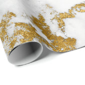 White Carrara Marble Grey Gold Abstracte Stone Cadeaupapier (Rol Hoek)