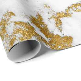 White Carrara Marble Grey Gold Abstracte Stone Cadeaupapier