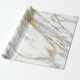 White Carrara Marble Grey Gold Stone Minimal Cadeaupapier