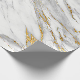 White Carrara Marble Grey Gold Stone Minimal Cadeaupapier